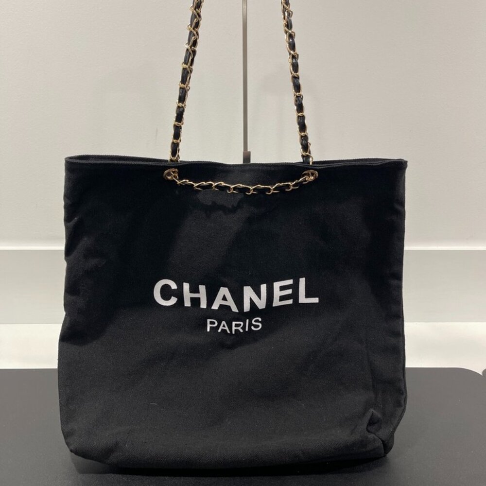 Unbranded Canvas Tote Chanel Inspired Black/White (JB1348)
